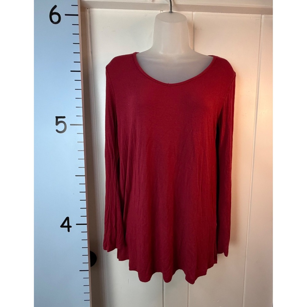 Made By Johnny Burgundy Red Pullover Knit Sweater Bell Sleeves Womens Large‎